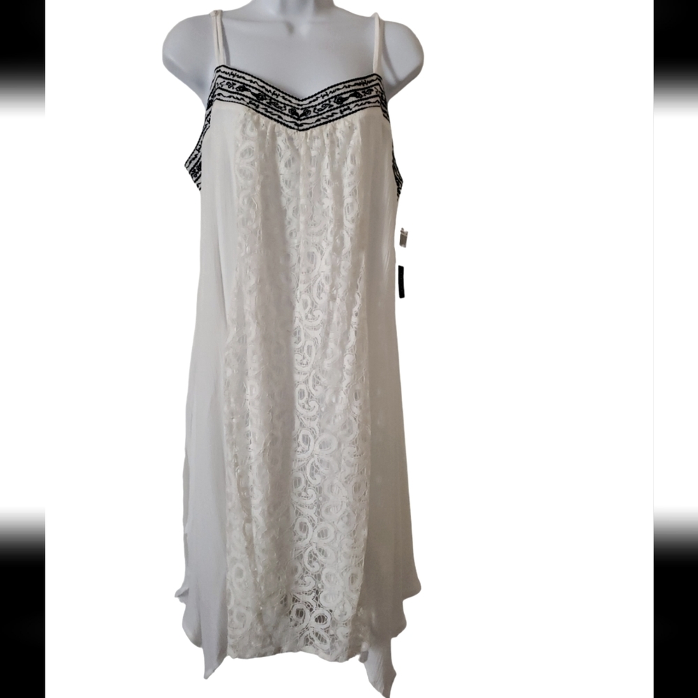 My Michelle Chiffon HiLo Dress XL NWT White/Blue